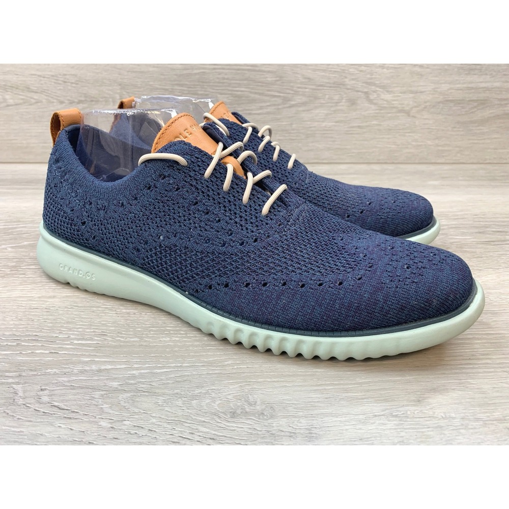 Cole Haan Zerogrand Men's Sneakers Blue Knit Wingtip Oxford Shoes 11 Shoes